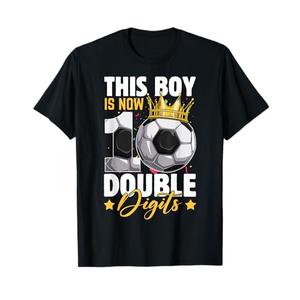 This Boy Now 10 Double Digits Soccer 10 Years Old Birthday T-Shirt, S, Black