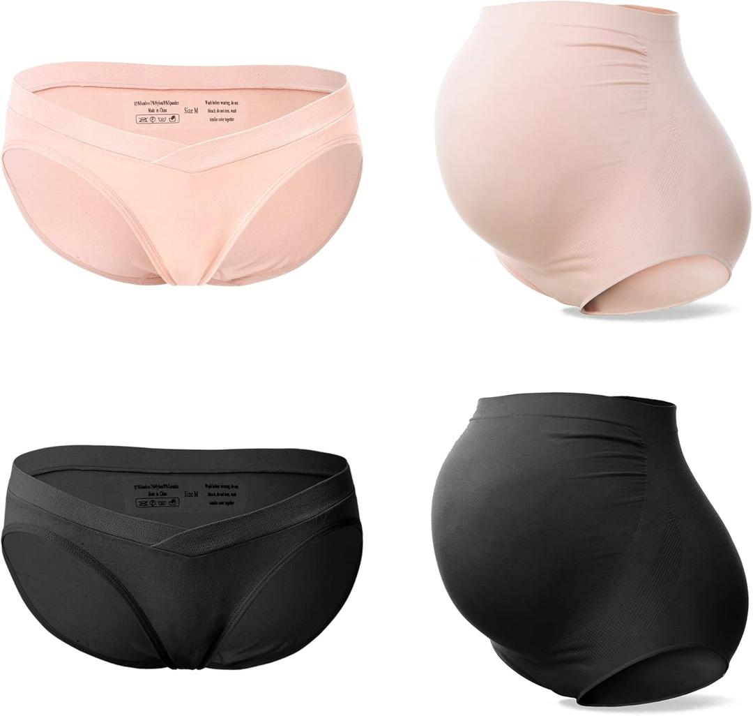 SUNNYBUY Women's Maternity High Waist Underwear Pregnancy Seamless Soft Hipster Panties Over Bump (Medium)