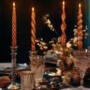 Nuanchu 4 Pcs 7.87 Inch Twisted Taper Candles Wax Unscented Smokeless Spiral Swirl Candlesticks for Wedding Holiday Dinner Party Home Decorations(Brown)