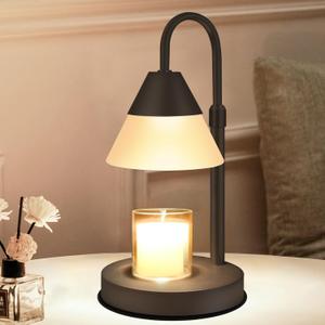 Mocalido Candle Warmer Lamp with Timer, Adjustable Height Electric Candle Warmer for Jar Candles, Morden Dimmable Candle Melter for Home Decor, Black