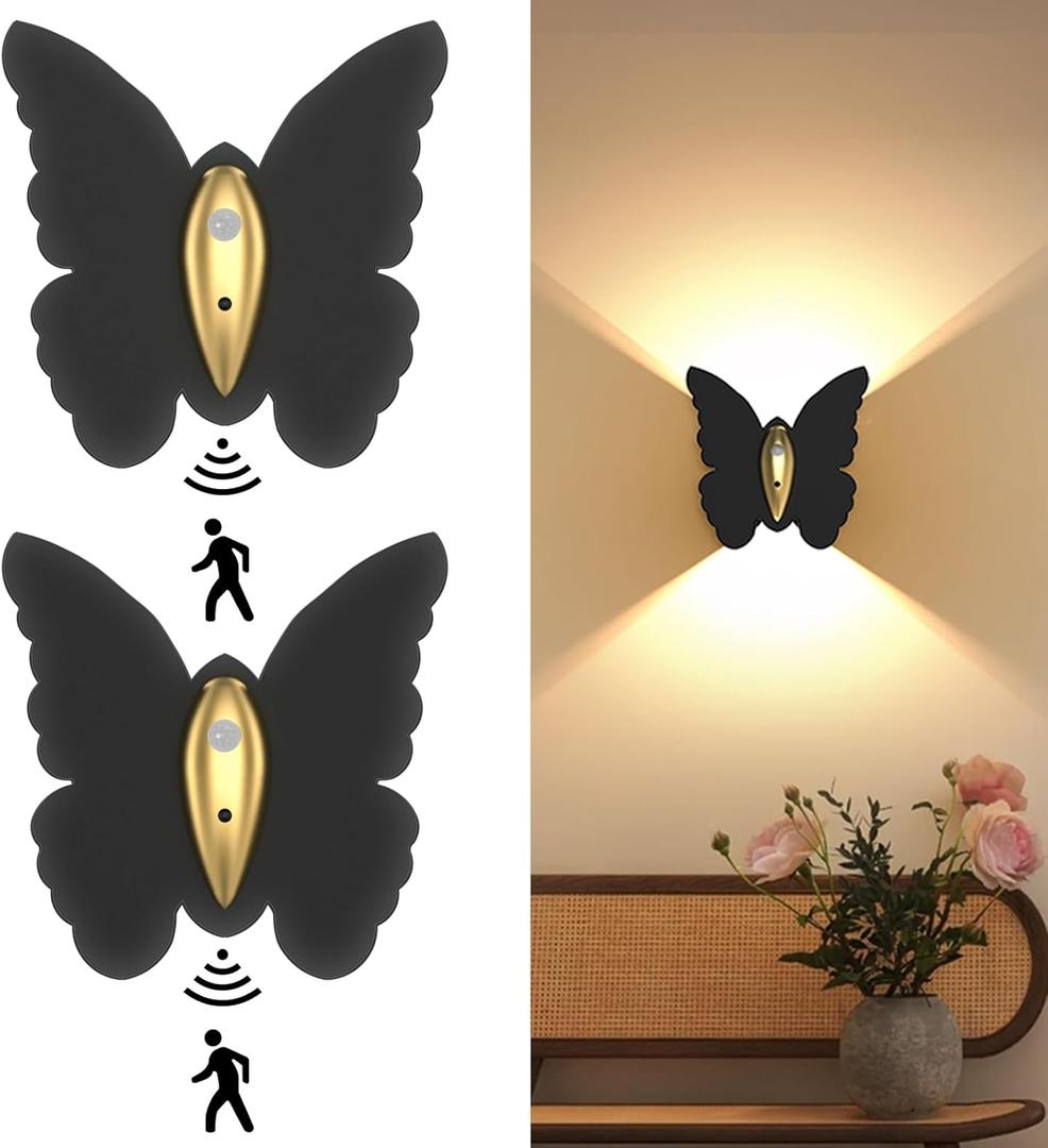Eneru Battery Operated Wall Sconce Set of 2: 5000mAh Rechargeable Motion Sensor Night Light Wireless Wall Sconces Magnetic Closet Lights Stair Light Indoor Up and Down Wall Lamp for Bedroom Hallway