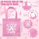 Kolldenn 50 Pcs Breast Cancer Awareness Bags Gifts Bulk Tote with Handle Pink Ribbon Goodie Bags Women's Party Supplies Charity Supplies for Birthday Party Favors Candies Toys Snacks, 1 Count