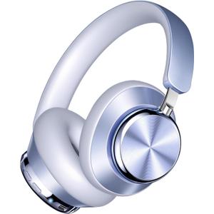 Wentronic Wireless Active Noise Cancelling Over Ear Headphones High Sound Quality 6 EQ Music Mode Headphones with Soft Ear Cushion - Blue