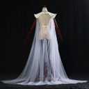 Women Cape for Elven, Medieval Full Length Fairy Cloak Off Shoudler Capelet Cosplay Costume (White, S)