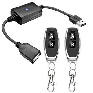DC 5V USB Wireless Remote Control Switch 433MHz Wireless Remote Control Switch for Turning On/Off LED Lights, Small Motor Strip Light, Reading Light, Hair Dryer (2 Transmitters and 1 Receiver)
