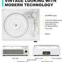 Vinyl Record Player with Speakers Vintage Turntable for Vinyls Records, Belt-Driven Turntable Support 3-Speed, Wireless Playback, Headphone, AUX-in, RCA Line LP Vinyl Players for Sound Enjoyment White
