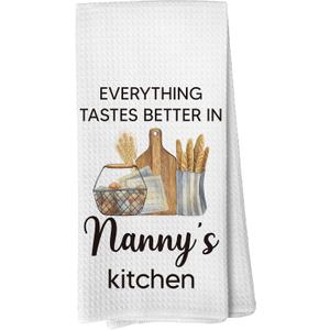 Nanny Gifts Decorative Kitchen Towels and Dishcloths, Everything Tastes Better in Nanny's Kitchen Decorative Drying Cloth Hand Towels for Nanny Bathroom Decor, 1624Inches