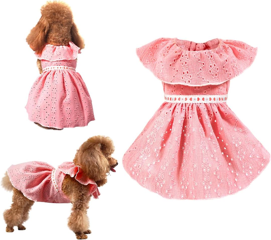 Dog Dresses, Dog Evening Dress, Doggy Holiday Custome, Cat Outfit, Pet Summer Dresses, Pink XL