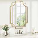 Gold Bathroom Mirror for Wall, 24"x36" Rectangle Vanity Mirror, Polished Beveled Modern Decorative Mirror for Entryway, Living Room, Bedroom (Horizontal/Vertical)