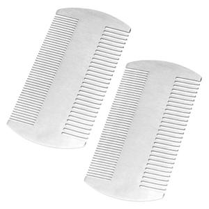 Pocket Beard Comb, 2 Pcs Stainless Steel Portable Travel Hair Combs Anti-Static Dual Action Fine & Wide Metal Teeth Mustache Combs for Men Wallet Purse Car