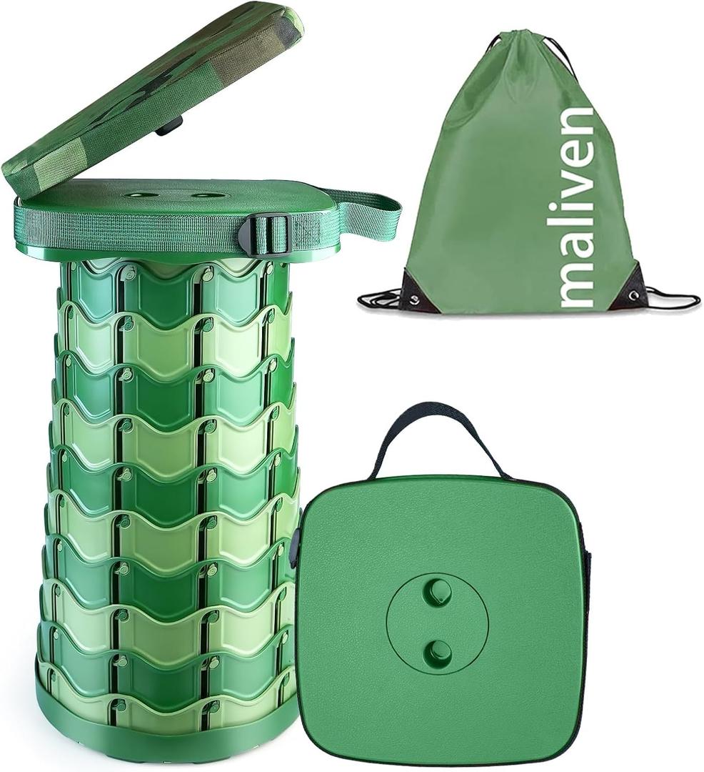 Collapsible Stool Chair with Padded Cushion Seat, Easy Carry Portable Folding Stool for Adults, Quick-Fold Heavy-Duty Stool with Carry Bag for Camping, Fishing, Beach