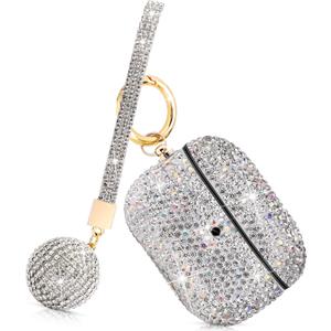 Luxurious Rhinestone AirPods pro Case, Protective Bling Diamonds AirPod pro Charging Protective Case Cover for Apple I10/I12 TWS (Silver-pro)