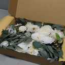 Faux Arch Flower Swag Set of 2 for Wedding Welcome Signs Floral Swag Wedding Reception Ceremony Signs Decor (White)