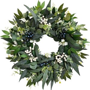 24'' Eucalyptus Wreaths for Front Door,Spring Summer Fall Winter Wreaths,Large Outdoor Greenery Wreaths for Porch,Wall,Holiday,Home Decor-Spring, Summer, Fall, Winter All Seasons