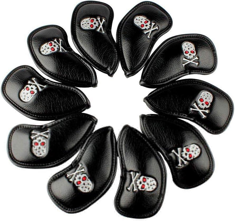 HISTAR Golf Club Head Covers Skull Design Golf Iron Head Covers Set Headcover Fit All Brands Titleist, Callaway, Ping, Taylormade, Cobra, Nike, Etc. (Black) HISTAR Golf Club Head Covers Skull Design Golf Iron Head Covers Set Headcover Fit All Brands Titleist, Callaway, Ping, Taylormade, Cobra, Nike, Etc. (Black)