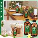 Uiifan 12 Pack Amber Glass Bottles Boston Round Sample Bottles Glass jars with Lids Dark Vanilla Extract and 12 Pcs Christmas Green Snowflakes Stickers for Gift Beans(8 oz)