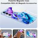 Magnetic for Samsung Galaxy S25 Plus Case with Invisible Ring Stand [Compatible with MagSafe], Full Body Rugged Slim Women Men Girl Shockproof Marble Pattern Design Case,Purple/Blue