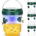Wasp Trap, Solar Wasp Traps Outdoor Hanging, Reusable Yellow Jacket Hornet Trap with LED Light, Carpenter Bee Traps for Outside Garden, Patio, Orchard, Camping