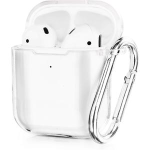 AIRSPO Airpods Case Cover, Clear Soft TPU Protective Cover Compatible with Apple AirPods 1/2 Wireless Charging Case with Keychain (Clear)