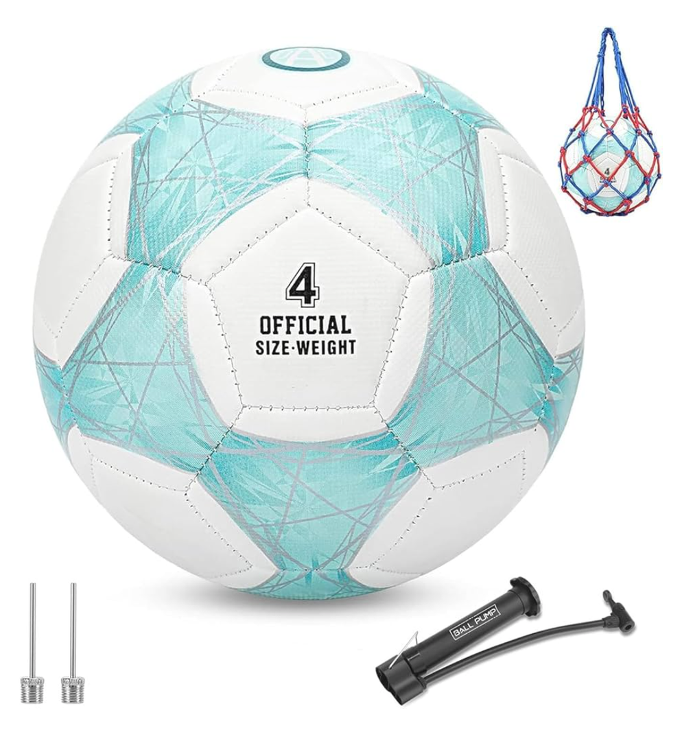 STEEFAN Teal/Blue/Pink Soccer Ball Size 3/4/5 for Kids Outdoor Play,Color Change Soccer Official Ball with Needles and Air Pump,Idea Gift for Teen Boy Girl Junior Women,Indoor Outdoor Game Soccer Ball