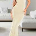 Women's Spaghetti Strap Maxi Dress Sexy Lace Split Side Long Cami Dresses (Large)