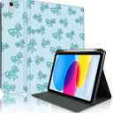 Case for iPad 11th (A16) 11-inch 2025 / 10th Generation 10.9-inch 2022, Blue Bow Cute Chic Aesthetics with Pencil Holder for Kids, Boys, Girls, Anti-Slip, Anti-Shock, Light Blue-Blue Bow