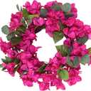 Bougainvillea Artificial Wreaths for Front Door Spring Summer Faux Silk Bougainvillea Wreath Fake Bougainvillea Flowers for Porch Wedding Home Wall Festival Indoor Outside Decor (Hot Pink)