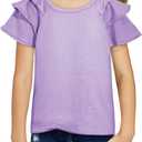 DOKOTOO KIDS Girls Ruffle Sleeve Shirts Summer Cute Crewneck Blouse Tops 6-15 Years