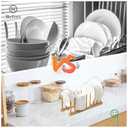 2PC Bamboo Wooden Dish Drying Rack, 8-Slot Plate Rack Cabinet Dish Stand Organizer for Kitchen Counter, Drainer Storage Holder for Bowl/Cup/Lid/Cutting Board/Book, Space-Saving Design
