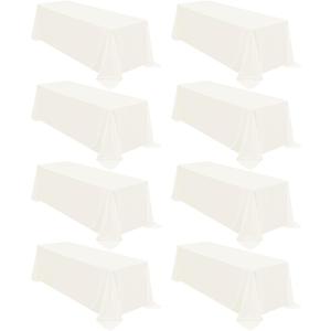 fani 8 Packs 90 x 132 Inch Tablecloth, Ivory Polyester Tables-Cloth for 6ft Rectangle Tables, Stain and Wrinkle Resistant Washable Fabric Table Cover for Wedding Banquets Parties Buffet Dining Table