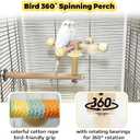 Bird Perch & Swing Toy Combo, Bird Toys for Parrots with 360° Spin Function, Hanging Parakeet Swing Birds Cage Accessories Toys, Multi-functional Wooden Birds Activity Gym for Cockatiel Lovebird
