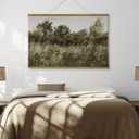 ARPEOTCY Extra Large Vintage Framed Wall Art, 36x54 Inch Farmhouse Retro Meadow Landscape Hanging Framed Canvas Wall Art, Large Rustic Home Decor for Living Room Office Bedroom Above of Bed