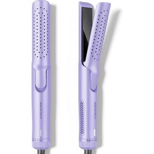 Wavytalk Airflow Styler Curling Iron, Cool Curl, 360 Cool Air Lock in Style for Lasting Curls, Reduces Damage, 2 in 1 Hair Straightener and Curler, 1.25 Inch, Anti-Scald for Short Long Hair, Purple