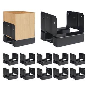 10Pcs 4x4 Post Base for Concrete Pergola Fence Wooden or Iron Columns Deck Mailbox Post Anchor Base Brackets Kit Black