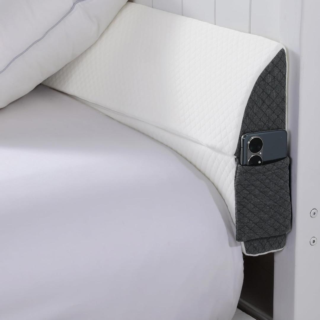 HOMBYS Pillow Wedge for Headboard Gap,Mattress Wedge Gap Filler Queen Size,Bed Crack Pillow,Foam Bed Gap Filler,Multifuctional Headboard Space Filler with Side Pocket,Fill The Gap (0-7")