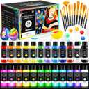 40 PCS Classic & Glow in the Dark Acrylic Paint Set with 12 Brushes, 2 Knives, Palette and Sponge, 24 Colors Art Craft Paints, Easter Basket Stuffers, Canvas Ceramic Rock Eggs Painting Kit (2 Fl Oz (Pack of 24), Mixed Colors)