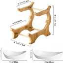 Liywall - 2 Tier Ceramic Fruit Bowl With Bamboo Wood Stand for Kitchen Counter,Porcelain Fruit Basket for Vegetable Storage,Snack Dessert Cake Tray Plate Rack for Party Wedding - White