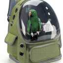 Bird Backpack Carrier Travel Cage with Perch, Tray and Breathable Clear Window, Bird Travel Cage for Cockatiel Caique Conure Quaker, for Vetting Camping Hiking (Green)
