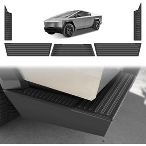 BestEvMod Metal Rear Bumper Tailgate Protector Cover Fit for Tesla Cybertruck 2025 2024 Accessories Truck Bed Tailgate Step Truck Sill Molding Cap Protective Trim Stainless Steel (Matte Black)