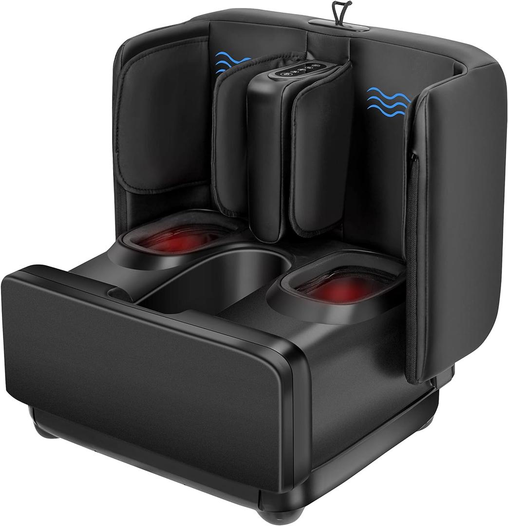 COMFIER 2-in-1 Shiatsu Foot Massager & Foot Rest,Foot and Calf Massager with APP Control, Heated Feet Massager for Home Office Use, Gifts for Men Women (Light Black)