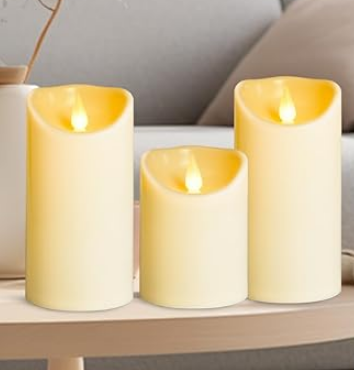 led Flameless Candles Outdoor Indoor Battery Operated Flickering Candles with Remote Timers Won't Melt Ivory Plastic D3in xH4in5in6in for Valentine Party Wedding Birthday Party Outdoor 3 pcs