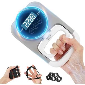Grip Strength Tester Hand Gripper - Grip Strength Trainer Hand Dynamometer Handheld Meter LED Display Comfortable 265 Lbs / 120 Kgs Finger Strengthener for Sports Home School Gym Use (Gray)