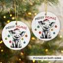 2 x Pig Ornaments for Christmas Tree 2025 - Funny Gifts for Friends Neighbors Farmer, Farm Animal Ceramic Ornament as Christmas Tree Decorations, Cute Animal Lovers Gifts for Women, Men