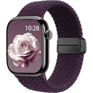 Braided Stretchy Band Compatible with Apple Watch Bands 38mm 40mm 41mm 42mm 44mm 45mm 46mm 49mm Women Men, Soft Nylon Solo Loop Magnetic Sport Strap for iWatch Series 11 10 9 8 7 6 5 4 3 2 1 SE Ultra Size: 38mm/40mm/41mm/(42mm-series 11 10)