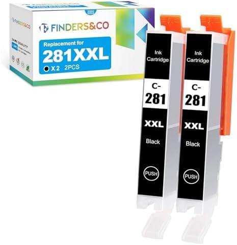 F FINDERS&CO CLI281 CLI-281 XXL Black Ink Tank Replacement for Canon PGI-280 XXL CLI-281 XXL Work with Canon Pixma TS6320 TR7520 TS8120 TS8220 TS8320 TR8520 TS9120 (2X CLI-281XXL BK)