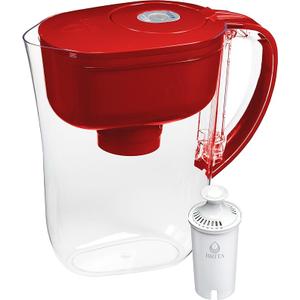 Brita Metro Water Filter Pitcher with SmartLight Change Indicator, BPA-Free, Replaces 1,800 Plastic Water Bottles a Year, Lasts Two Months, Includes 1 Filter, Small - 6-Cup Capacity, Fiery Red