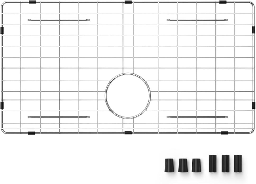 27-9/16" x 14-9/16" Sink Protector, Rear Drain with Corner Radius 3/16", Sink Grid - Rear Drain for Single Bowl Kitchen Sinks, Medium