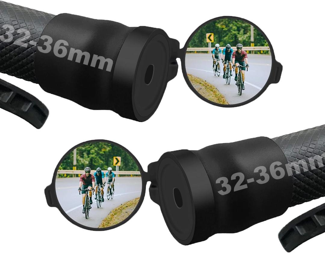 Arkham Bicycle Mirror for Handlebar, Mini Rear View Mirror Foldable Rubber Mounting Sleeve for Handlebar, Handlebar End Wheel Mirror 360 Rotating Universal Bicycle Mirror for Mountain Bike, a Pair