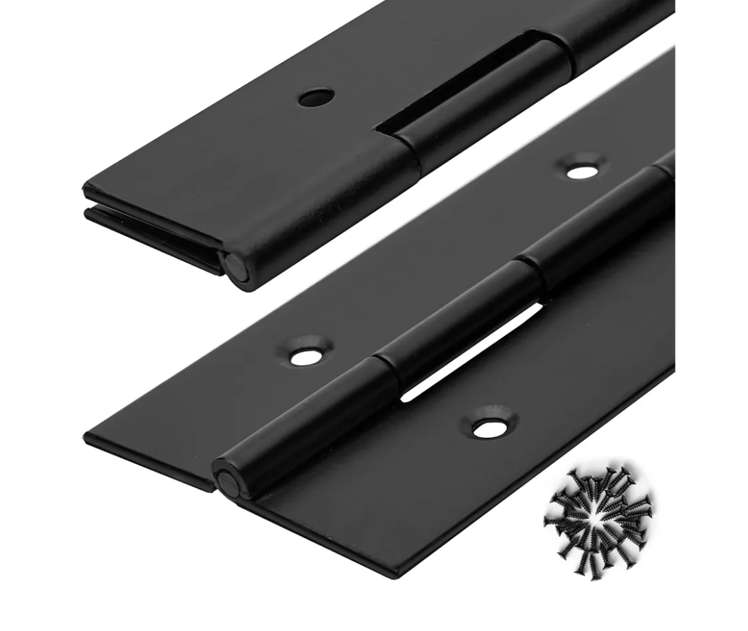 2Pack Heavy Duty Piano Hinge 30 Inch Stainless Steel Piano Hinge Black Continuous Hinge with Hole for Cabinets Boat Marine Door Box French Window Woodworking, 0.047" Leaf Thickness, 3'' Open Width