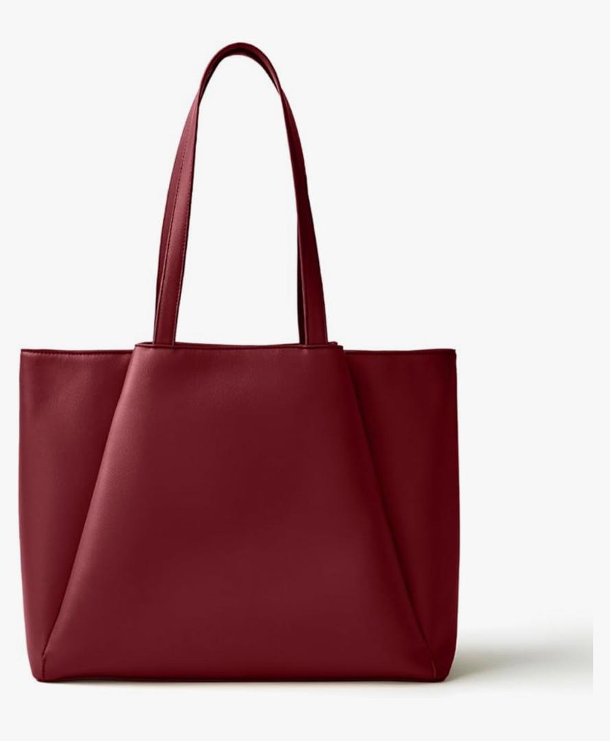 Work Tote Bags for Women 15.6 Inch - Laptop Tote Bag with Zip Compartments - Large PU Leather Office Purse Computer Briefcase